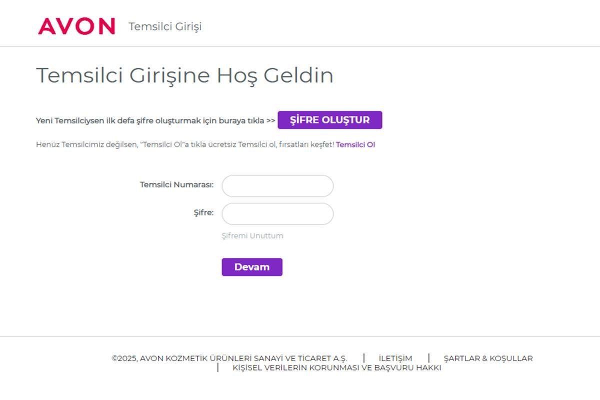 Avon temsilci girişi yap